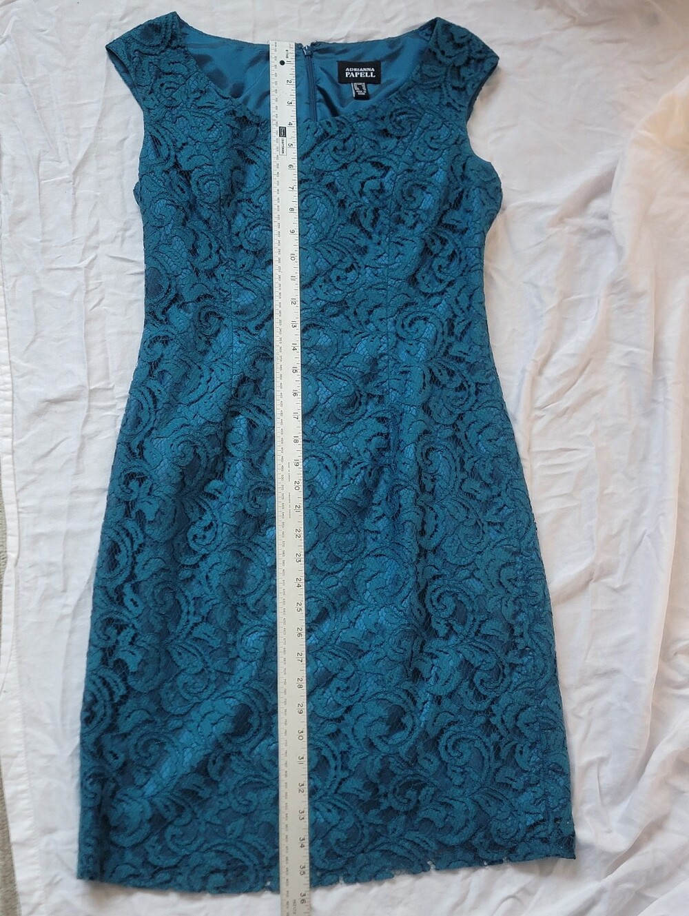Adrianna Papell Teal Lace Midi Dress